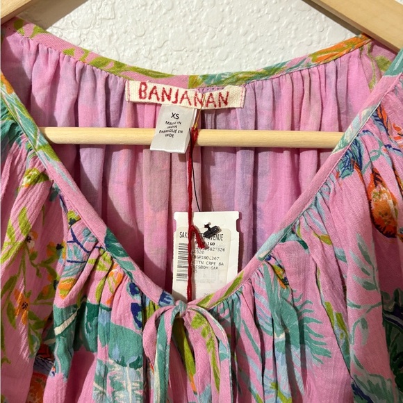 Banjanan Bazaar Wrap Floral Printed Cotton Mini Dress XS NWT - Picture 2 of 11